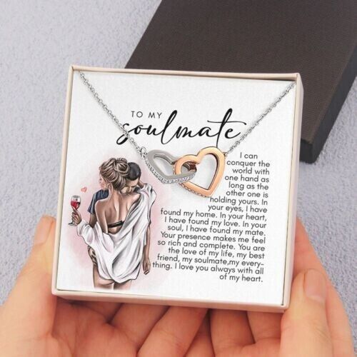 To My Soulmate Necklace Birthday Anniversary Gift for Wife/Girlfriend/Fiancée