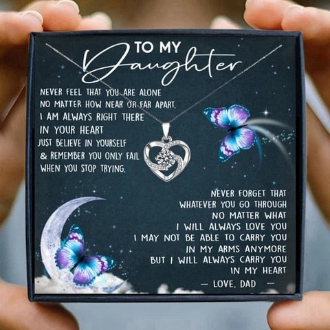 To My Daughter Necklace Father to Daughter Birthday Graduation Gift from Dad