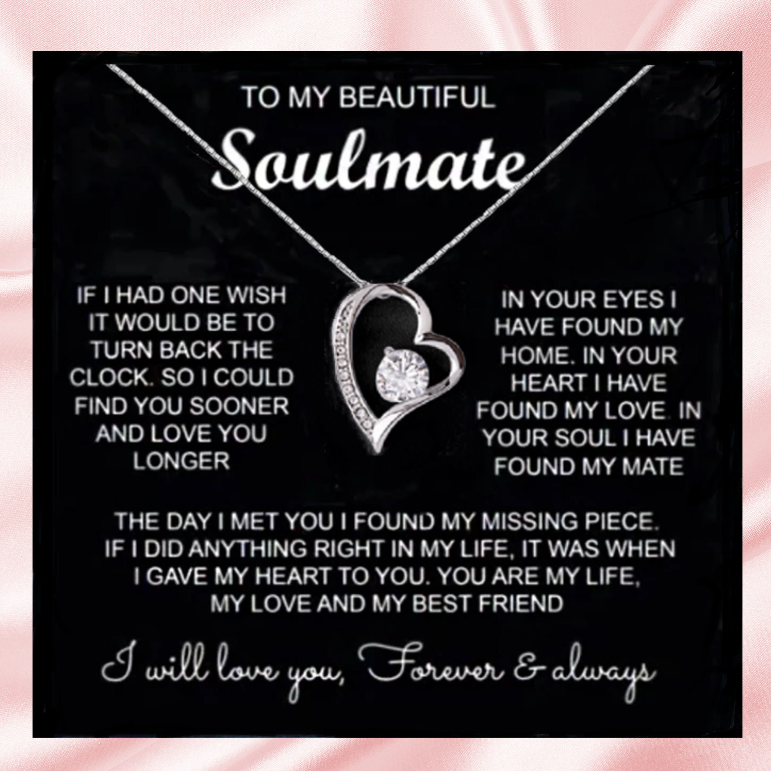 To My Soulmate/Wife Necklace Gift for Valentine Fiancée/Girlfriend Gifts for Her